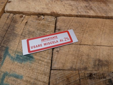 Sticker &quot;use 2% mixture&quot; 2% red VNB/VBA/VBB/GLA-B/G-X