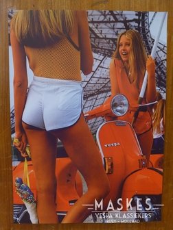 Poster vespa P serie Oranje  2 girl   